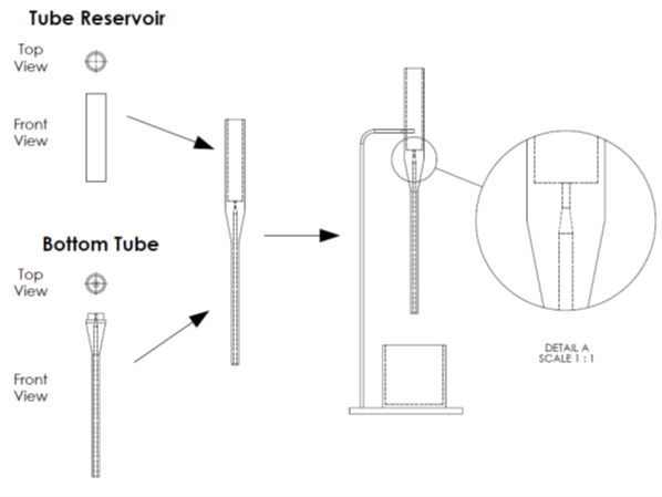 CAD Drawing of reservoir and tube